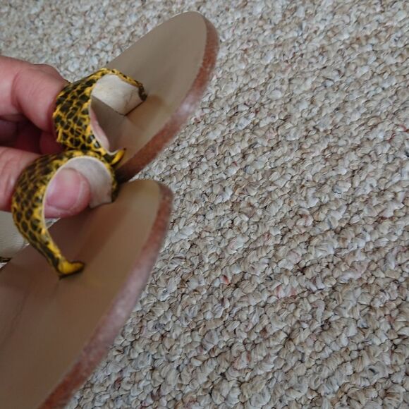 TIBI Cedric yellow Snake-Embossed Flat Sandals size 38 - Picture 7 of 12